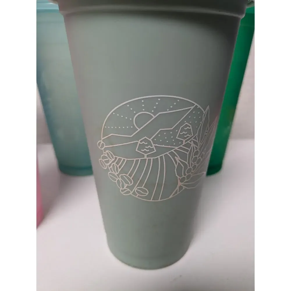 Starbucks Grande 16 oz Cups Tumblers Reusable Hot Cold with lids set of 7
